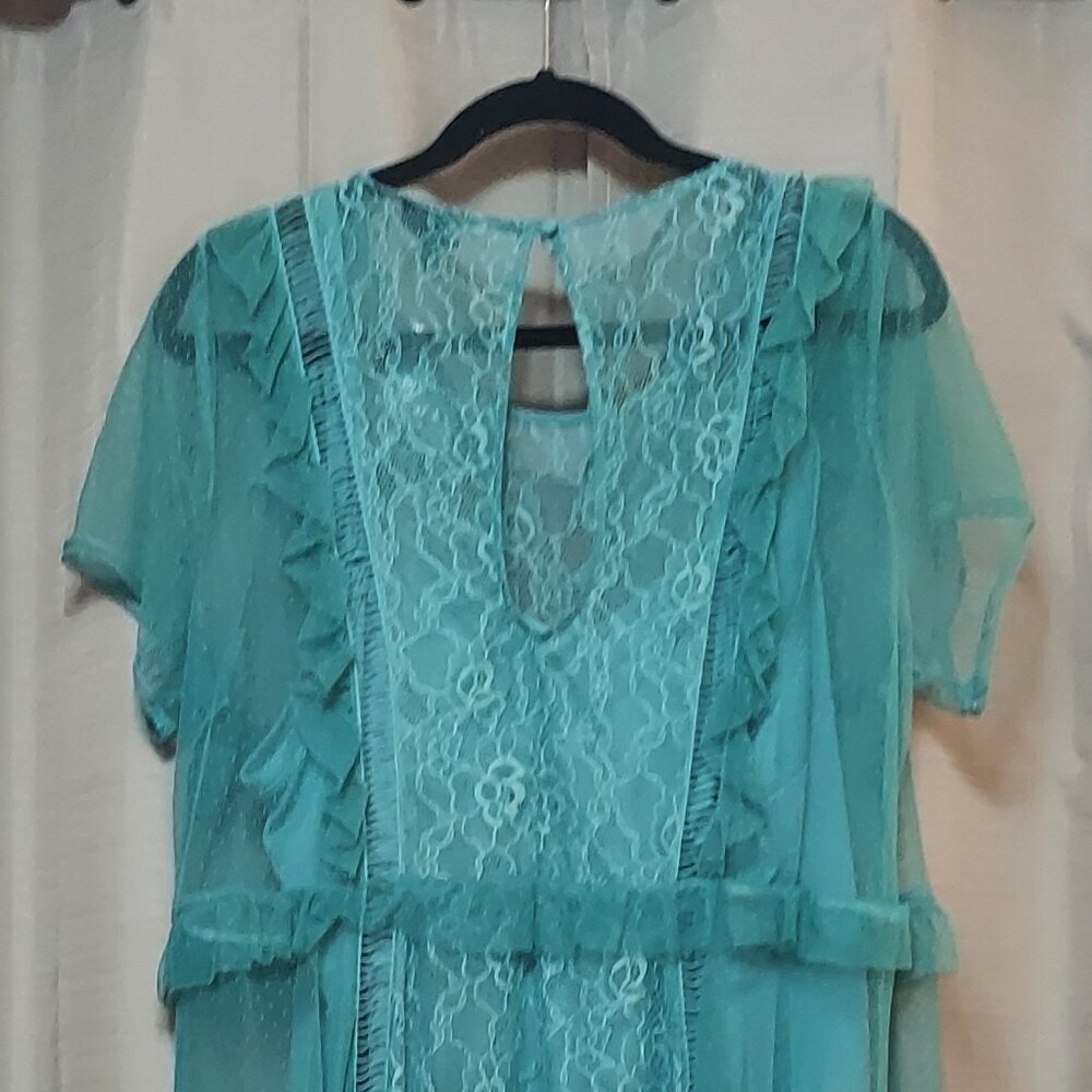 NWT Torrid Size 2 Teal Lace Mesh Skater Dress - Picture 5 of 5